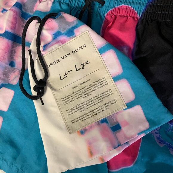 DRIES VAN NOTEN Size S White Pink Blue Abstract Poliammide Swim Trunks - Picture 4 of 4